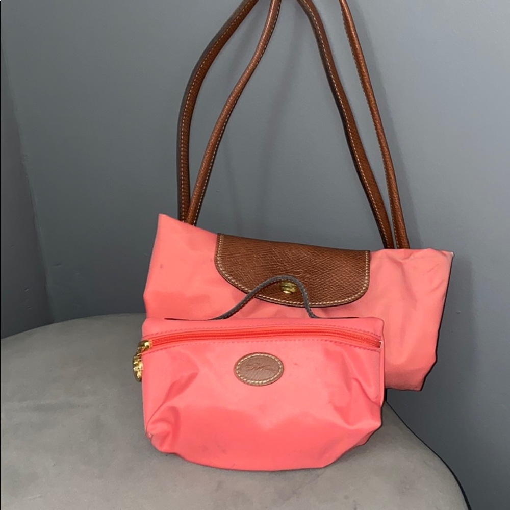 Coral Long champ cosmetic pouch